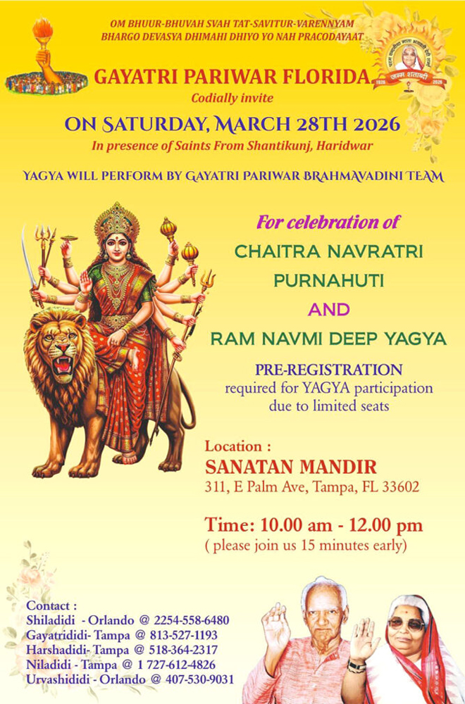 28th March 2026, Sanatan Mandir, Florida